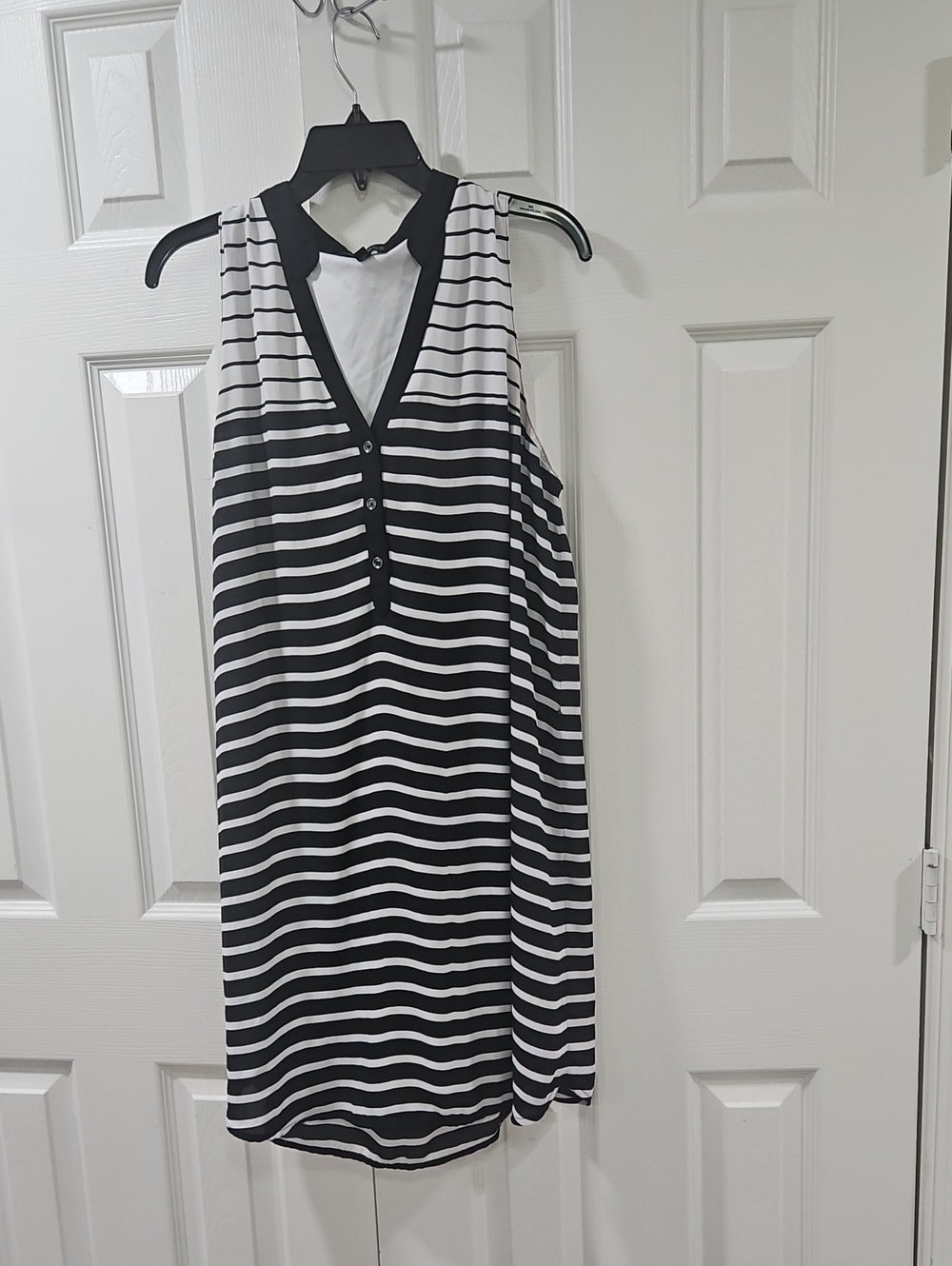 Express Black & White Striped V-Neck Swim Coverup